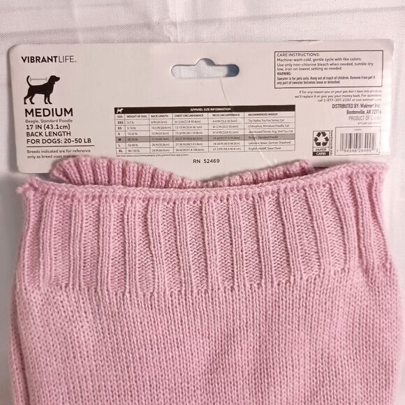 Vibrant Life Lady Boss Pink Dog Sweater Size M NWT Fits 20-50 lb Dogs - Picture 4 of 6